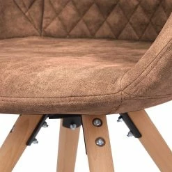 Armlehnen Polsterstühle In Hellbraun - Taibao (2er Set) -Dariana shop armlehnen polsterstuehle in hellbraun kunstleder mit buchenholz taibao 05