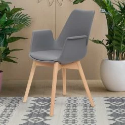Armlehnen Schalenstühle In Grau & Buche - Composia (2er Set) -Dariana shop armlehnen schalenstuehle in grau buche aus polypropylen holz composia 02