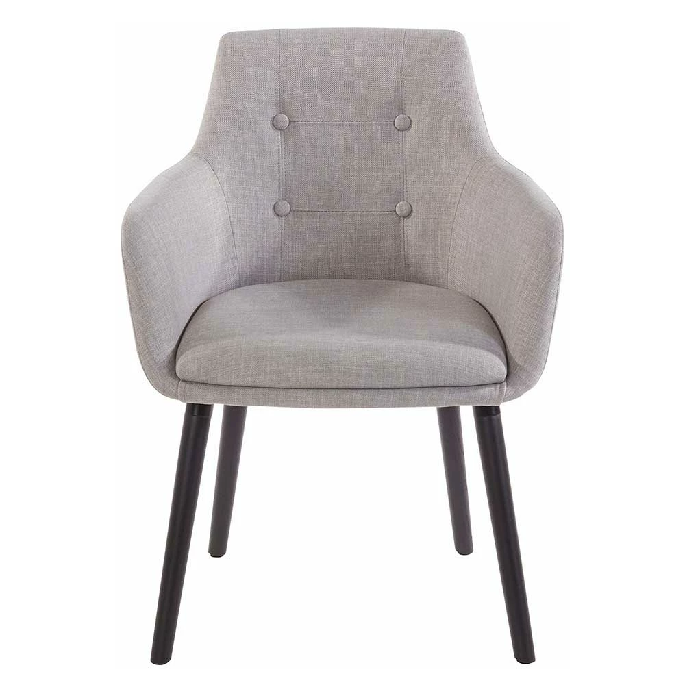 Armlehnen Stühle in Hellgrau - Glade (2er Set) Armlehnen Stühle In Hellgrau - Glade (2er Set) -Dariana shop armlehnen stuehle in hellgrau mit knoepfen holzgestell schwarz glade 01