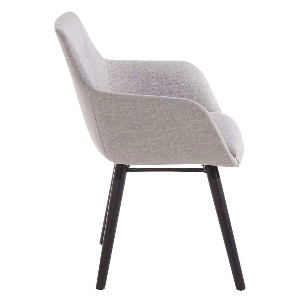 Armlehnen Stühle in Hellgrau - Glade (2er Set) Armlehnen Stühle In Hellgrau - Glade (2er Set) -Dariana shop armlehnen stuehle in hellgrau mit knoepfen holzgestell schwarz glade 02