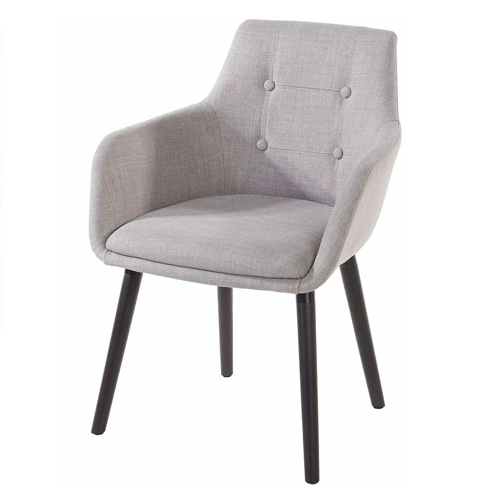 Armlehnen Stühle in Hellgrau - Glade (2er Set) Armlehnen Stühle In Hellgrau - Glade (2er Set) -Dariana shop armlehnen stuehle in hellgrau mit knoepfen holzgestell schwarz glade f
