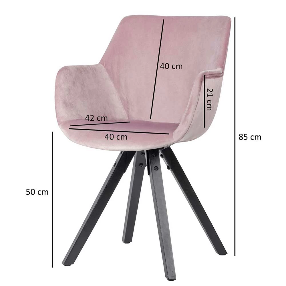 Armlehnenstühle in Rosa Samt - Monchy (2er Set) Armlehnenstühle In Rosa Samt - Monchy (2er Set) -Dariana shop armlehnenstuehle in rosa samt und schwarz holz monchy 04