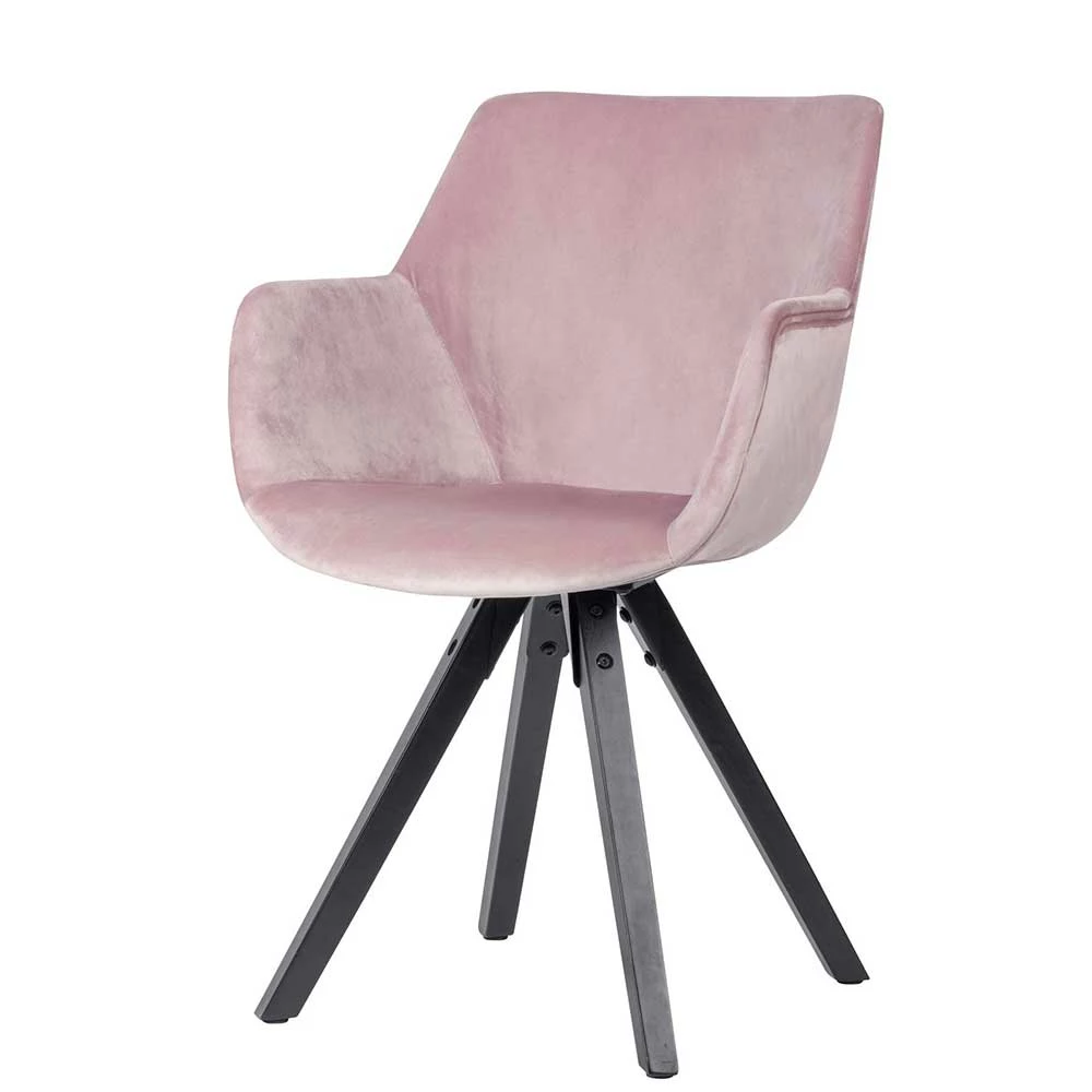 Armlehnenstühle in Rosa Samt - Monchy (2er Set) Armlehnenstühle In Rosa Samt - Monchy (2er Set) -Dariana shop armlehnenstuehle in rosa samt und schwarz holz monchy f