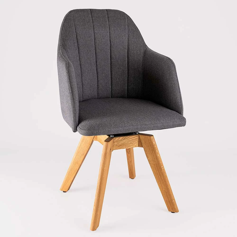 Armlehnenstuhl auf Wildeiche Drehgestell - Snowball Armlehnenstuhl Auf Wildeiche Drehgestell - Snowball -Dariana shop armlehnenstuhl auf wildeiche drehgestell mit stoffbezug in anthrazit snowball 01