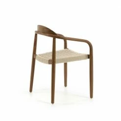 Armlehnenstuhl Aus Kordel Geflecht - Vilvia (4er Set) -Dariana shop armlehnenstuhl aus kordel geflecht in beige holz in walnuss braun vilvia 03