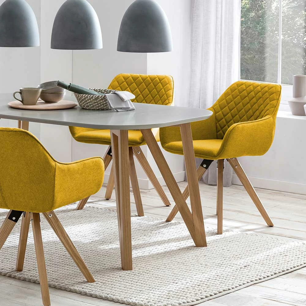 Armlehnenstuhl in Gelb & Eiche - Riau (2er Set) Armlehnenstuhl In Gelb & Eiche - Riau (2er Set) -Dariana shop armlehnenstuhl in gelb eiche aus webstoff massivholz riau 02