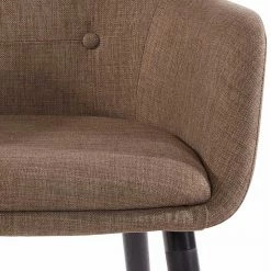 Armlehnenstuhl In Hellbraun Stoff - Witenga (2er Set) -Dariana shop armlehnenstuhl in hellbraun stoff mit knopfheftungen schwarz holz witenga 04