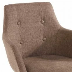 Armlehnenstuhl In Hellbraun Stoff - Witenga (2er Set) -Dariana shop armlehnenstuhl in hellbraun stoff mit knopfheftungen schwarz holz witenga 05