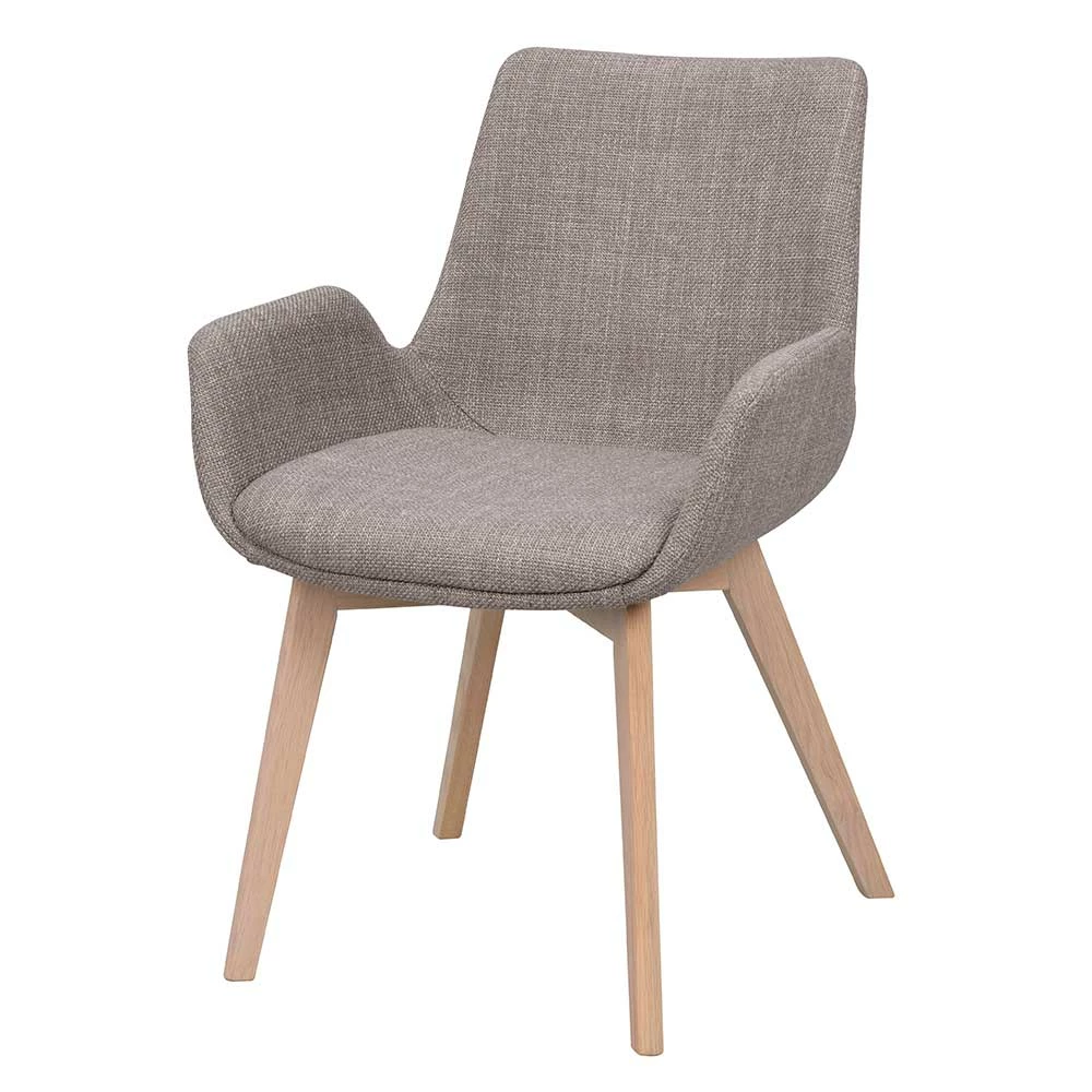 Armlehnstühle in Grau Stoff - Regnova (2er Set) Armlehnstühle In Grau Stoff - Regnova (2er Set) -Dariana shop armlehnstuehle in grau stoff und eiche white wash holz regnova f