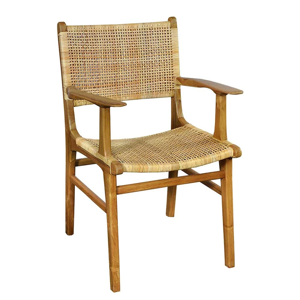 Armlehnstuhl Aus Rattangeflecht & Teakholz - Casserra
