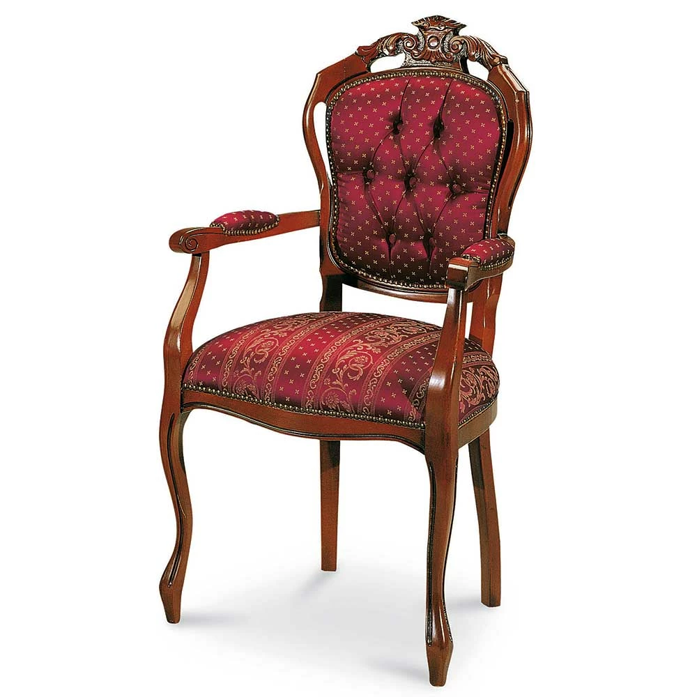 Armlehnstuhl Im Barock Design Magari Mit Stoff In Rot Gold