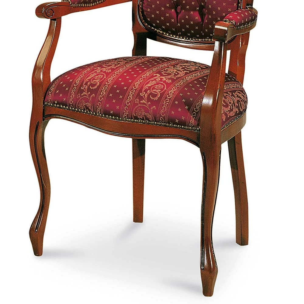Armlehnstuhl Im Barock Design Magari Mit Stoff In Rot Gold - Image 3