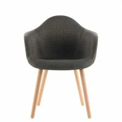 Armlehnstuhl In Taupe Stoff - Belliona (2er Set) -Dariana shop armlehnstuhl in taupe stoff mit holzbeinen aus buche belliona 02