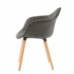 Armlehnstuhl In Taupe Stoff - Belliona (2er Set) -Dariana shop armlehnstuhl in taupe stoff mit holzbeinen aus buche belliona 03