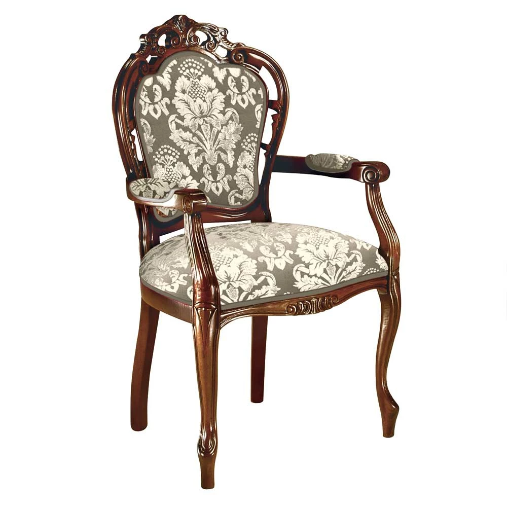 Barock Armlehnenstuhl in Taupe & Creme - Ursanna Barock Armlehnenstuhl In Taupe & Creme - Ursanna -Dariana shop barock armlehnenstuhl in taupe creme und nussbaum ursanna 01