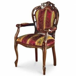 Barock Armlehnstuhl In Rot Gold Magari Mit Floralem Muster