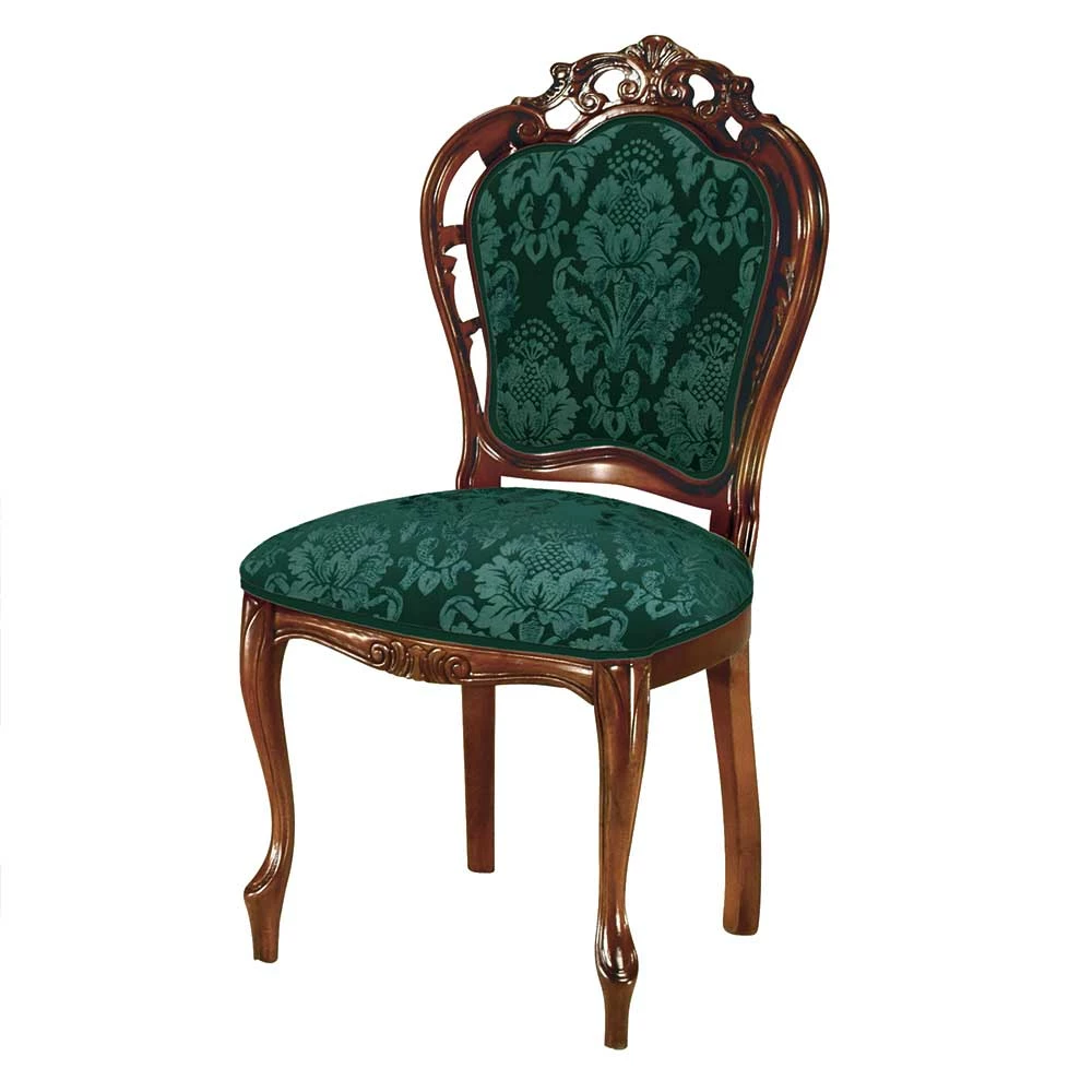 Barock Design Polsterstuhl In Dunkelgrün - Ursanna