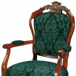 Barock Esszimmerstuhl Mit Armlehnen - Vennezo -Dariana shop barock esszimmerstuhl mit armlehnen in dunkelgruen nussbaum vennezo 02