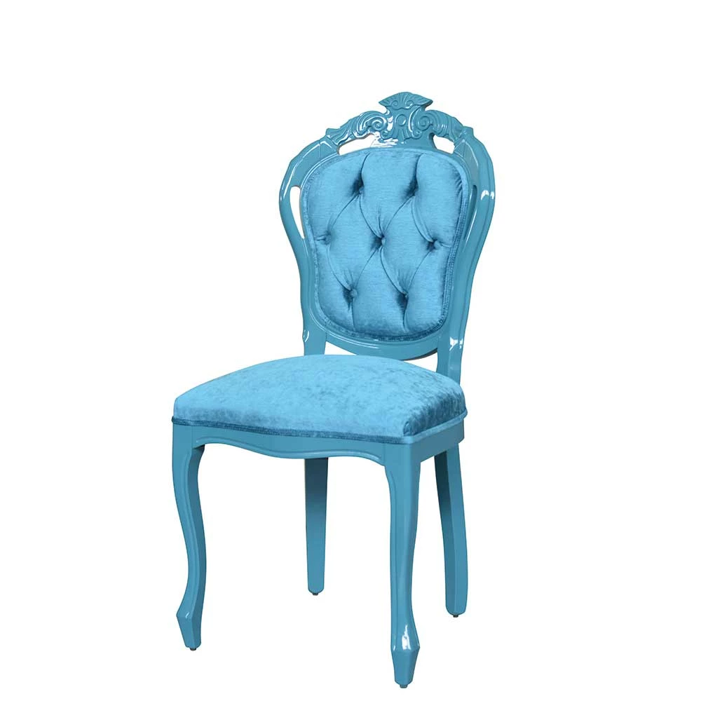 Barock Polsterstuhl in Türkis Blau - Ciosda Barock Polsterstuhl In Türkis Blau - Ciosda -Dariana shop barock polsterstuhl in tuerkis blau aus samt massivholz buche ciosda 01