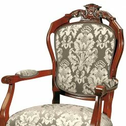 Barocker Polsterstuhl Mit Armlehnen In Nussbaum - Vennezo -Dariana shop barocker polsterstuhl mit armlehnen in nussbaum taupe mit ornamenten in creme vennezo 02