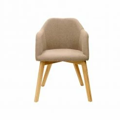 Beigefarbener Polsterstuhl Mit Armlehnen Julian & Holzgestell Eiche -Dariana shop beigefarbener polsterstuhl mit armlehnen holzgestell eiche julian 02