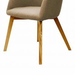 Beigefarbener Polsterstuhl Mit Armlehnen Julian & Holzgestell Eiche -Dariana shop beigefarbener polsterstuhl mit armlehnen holzgestell eiche julian 05