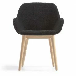 Boucle Stühle In Schwarz - Elvillo (4er Set) -Dariana shop boucle stuehle in schwarz mit esche holzgestell elvillo 02