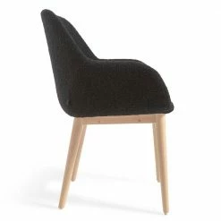 Boucle Stühle In Schwarz - Elvillo (4er Set) -Dariana shop boucle stuehle in schwarz mit esche holzgestell elvillo 03