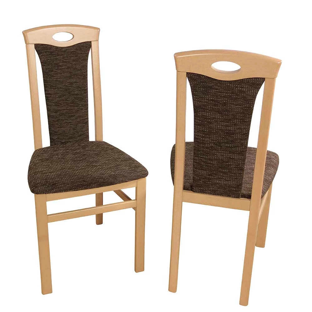 Buche Stühle Mit Strukturstoff Masuza In Mocca Braun Meliert (2er Set) - Image 2