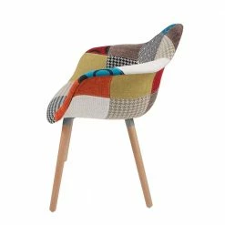 Bunter Patchwork Stuhl Mit Armlehnen - Mino (2er Set) -Dariana shop bunter patchwork stuhl mit armlehnen holzgestell buche mino 03