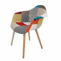 Bunter Patchwork Stuhl Mit Armlehnen - Mino (2er Set)