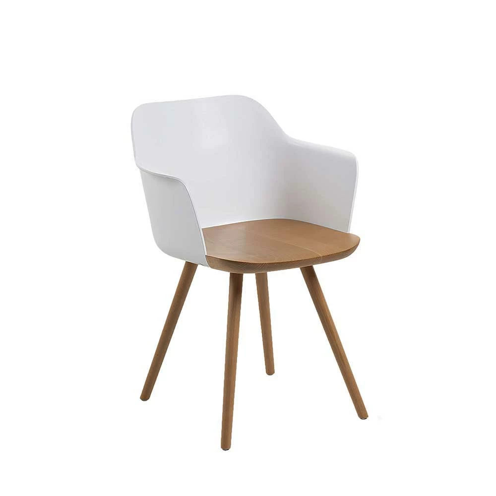 Cooler Tischsessel aus Kunststoff & Holz - Siska (2er Set) Cooler Tischsessel Aus Kunststoff & Holz - Siska (2er Set) -Dariana shop cooler tischsessel aus kunststoff holz in weiss buche siska 01