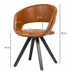 Design Armlehnenstuhl In Braun Cognac - Sinfonicus -Dariana shop design armlehnenstuhl in braun cognac kunstleder schwarz holz sinfonicus 05