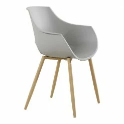 Design Armlehnstuhl In Hellgrau & Natur - Holin (2er Set)