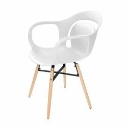 Design Armlehnstuhl In Weiß & Natur - Retego (4er Set)