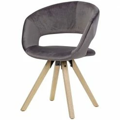 Design Esszimmerstuhl Mit Grauem Samt - Volcma