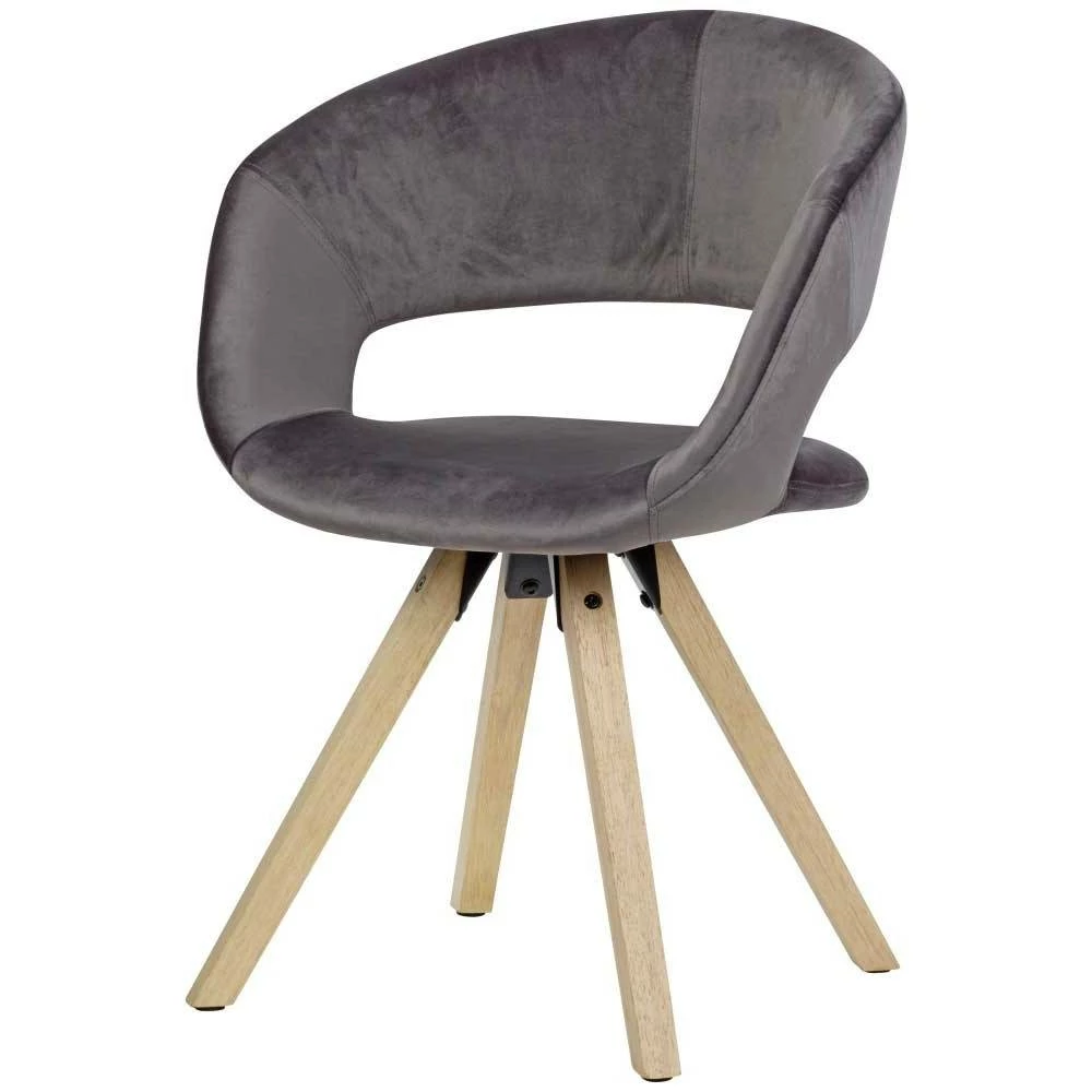 Design Esszimmerstuhl mit grauem Samt - Volcma Design Esszimmerstuhl Mit Grauem Samt - Volcma -Dariana shop design esszimmerstuhl mit grauem samt gummibaum massivholz volcma f