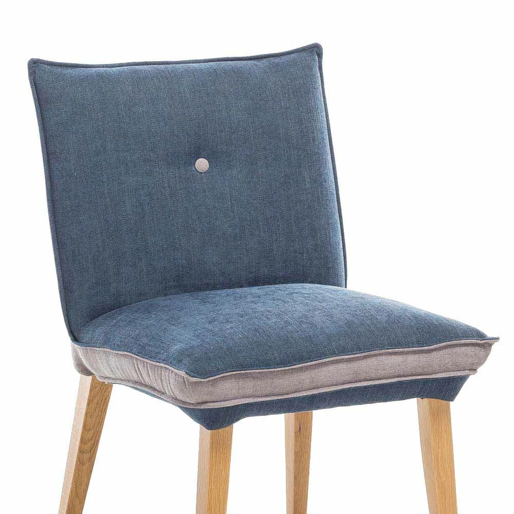 Design Esszimmerstuhl Mit Stoff Blau & Beige Kofi & Holzgestell Eiche - Image 5
