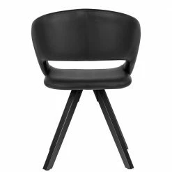 Design Tischsessel Aus Kunstleder In Schwarz - Bari -Dariana shop design tischsessel aus kunstleder in schwarz mit beinen aus gummibaum bari 03