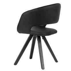 Design Tischsessel Aus Kunstleder In Schwarz - Bari -Dariana shop design tischsessel aus kunstleder in schwarz mit beinen aus gummibaum bari 04