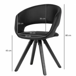 Design Tischsessel Aus Kunstleder In Schwarz - Bari -Dariana shop design tischsessel aus kunstleder in schwarz mit beinen aus gummibaum bari 05