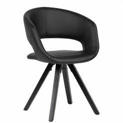 Design Tischsessel Aus Kunstleder In Schwarz - Bari