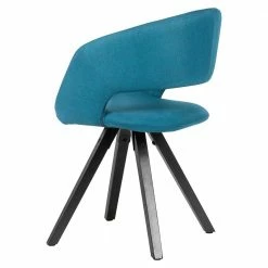 Designer Stuhl In Petrol Blau Mit Schwarz - Lora -Dariana shop designer stuhl in petrol blau mit schwarz aus webstoff massivholz lora 04