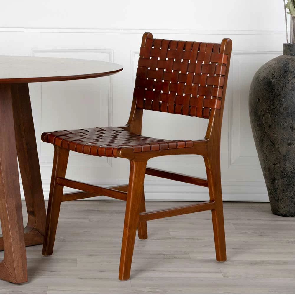 Designstühle Aus Braunem Leder Geflecht - Syolino (2er Set) - Image 5