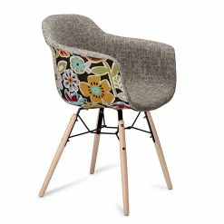 Designstühle Mit Stoff Grau & Blumen - Manicos (2er Set) -Dariana shop designstuehle mit stoff grau blumen buche massivholz manicos 02