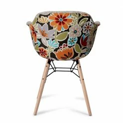 Designstühle Mit Stoff Grau & Blumen - Manicos (2er Set) -Dariana shop designstuehle mit stoff grau blumen buche massivholz manicos 03