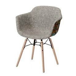 Designstühle Mit Stoff Grau & Blumen - Manicos (2er Set)