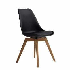 Designstuhl Mit Schalensitz Schwarz Atela & Massivholzgestell (2er Set)