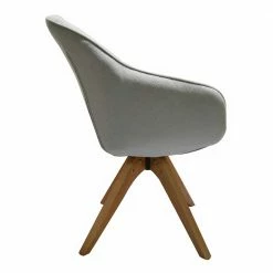 Drehbarer Armlehnstuhl In Creme & Eiche - Montresor -Dariana shop drehbarer armlehnstuhl in creme eiche aus webstoff holz montresor 02