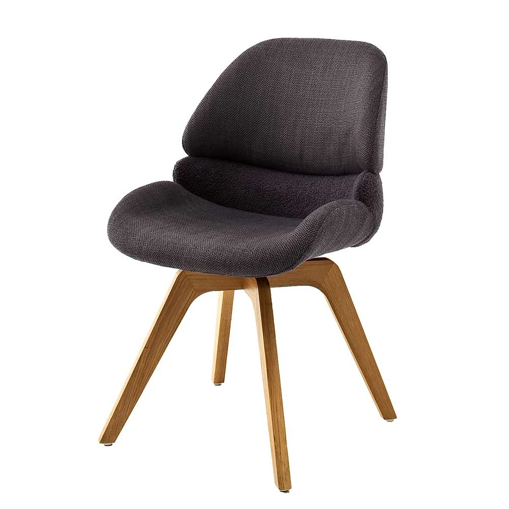 Drehbarer Polsterstuhl in Anthrazit - Susman (2er Set) Drehbarer Polsterstuhl In Anthrazit - Susman (2er Set) -Dariana shop drehbarer polsterstuhl in anthrazit chenille eiche holzgestell susman 01
